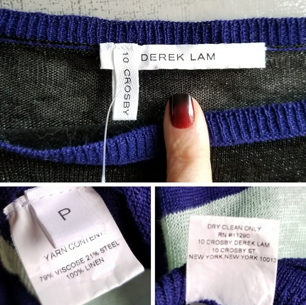 Derek Lam Crosby Steel Woven Color Block Sweater S - Picture 5 of 8